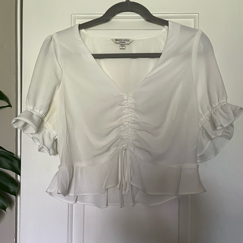 Brave Soul White Ruffle Sleeve Top